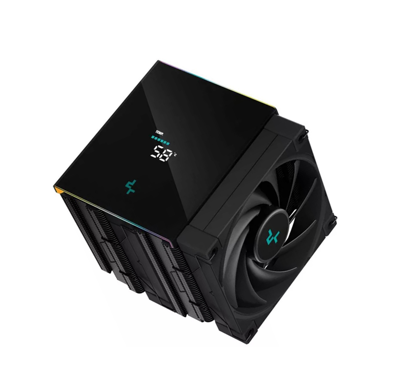DeepCool AK620 DIGITAL Performance Air Cooler, Dual-Tower Layout, Real-Time CPU Status Screen, 6 Copper Heat Pipes, 260W Heat Dissipation, Twin 120mm FDB Fans, All Black Design